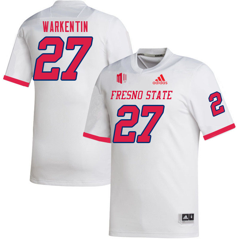 Men #27 Ryan Warkentin Fresno State Bulldogs College Football Jerseys Sale-White - Click Image to Close